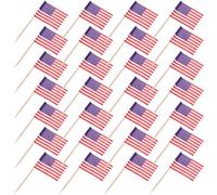 Yardwe 200pièces Drapeaux Américains Cure-dents Décoratifs pour Cupcakes Décorations de Fête Polyvalentes Accessoires pour Desserts et Buffets
