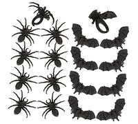 Yardwe 24 Pièces Anneaux Halloween Ouverts Bagues Araignée et Chauve Souris pour Garçon Fille Accessoires Cosplay et Décoration de Fête