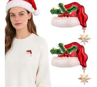 Yardwe 2pièces Broche de Noël Incrustée de Diamants Broche de Noël pour Vêtements