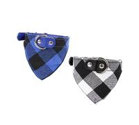 Yardwe 2pièces Collier Triangulaire pour Chien avec Écharpe Motif à Carreaux Bleu Et Noir Collier Ajustable Et Confortable pour Animaux De Compagnie