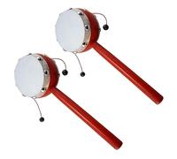 Yardwe 2pièces Tambour à Main Double Face Avec Peau Agneau Blanche Bois Naturel Pour Garçon Fille Garçon Et Fille Développement Audition Et Motricité Fine Lot