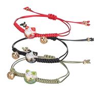 Yardwe 3 Pièces Bracelet Chat Chance Avec Breloque Clochette Bracelet à Breloques Kawaii Mignon Bijoux Chat Chance Maneki Neko
