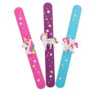 Yardwe 3 Pièces Cercle de Pat Licorne Faveurs de fête claque bracelet cotillons bracelet clap enfant enfant fille bandes de bandes slap pour sacs de fête Gel de silice