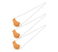 Yardwe 3 Pièces Collier Pendentif Alimentaire Original en Pvc et Métal Cuisse et Ailes de Poulet Frites, Style Hip Hop, Accessoire pour Fêtes et Événements