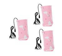 Yardwe 3 Pièces Couverture D'isolation Chaud Bouteille pour Biberon Chauffe-biberon Thermique à Chaleur De Biberon Isolant Chauffant USB Petit Pur Coton Rose