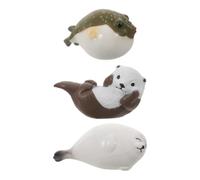 Yardwe 3 Pièces Figurines d'animaux Marins Réalistes en Résine, Loutre | Poisson-globe, Mini Format Portable, Jeu Éducatif et Imaginaire, pour Maison et École