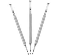 Yardwe 3 Pièces Grattoir à Ongles pour Vernis Semi-permanent, Coupe-cuticules en Acier Inoxydable Argenté, Double Embout à Tête Plate, Outil de Manucure et Pédicure