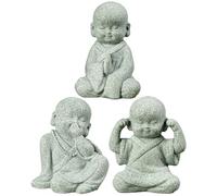 Yardwe 3 Pièces Jolie Statue De Bouddha Statues De Bouddha Riant Ornement Décoration Aquarium Figurines Miniatures De Bouddha Décoration Moine Zen Bureau Pierre Petite Statue De Bouddha
