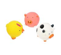Yardwe 3 Pièces Jouets Latex Grinçants pour Chiens Set Animaux Interactifs pour Chiots pour Mastiquer et Jouer Comprenant Cochon Rose Poule Jaune et Vache Parfait pour Combattre Ennui