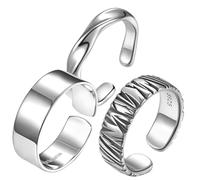 Yardwe 3 pièces Lot de Bagues Hommes Inoxydable Ouvertes Réglables Anneaux Statement Rétro et Minimalistes pour Quotidien Fêtes et Cosplay