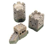 Yardwe 3 pièces Miniatures pour Bac à Sable Résine Figurines Château Européen Rond et Carré Modèle Détaillé de Chine Décor Architectural pour Collection et Diorama