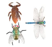Yardwe 3 Pièces Modèles Insectes Réalistes pour Garçon Fille Éducatif Thème Nature pour Apprentissage Jeu Créatif Comprenant Une Libellule Une Mouche