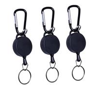 Yardwe 3 pièces Porte-clés Rétractable et Attache Flexible Accessoire Pratique pour Clés et Badges Noir 3 pcs