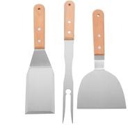 Yardwe 3 Pièces Set de Ustensiles de Barbecue Acier Inoxydable Résistants à Chaleur Spatule Fourchette pour Grillades Pancakes Desserts Accessoires BBQ Idéaux pour Cuisine Événements