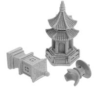 Yardwe 3pcs Petite Pagode en Pierre Reconstituée Ornement de Jardin Extérieur Décor de Scène Modélisation Kiosque pour Petit Jardin ou Cour