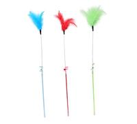 Yardwe 3pièces Canne à Jouer pour Chats avec Plumes Et Cloche Jouet Interactif pour Instinct De Jeu des Chats Accessoire Amusant
