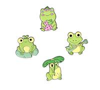 Yardwe 4 pièces Broches Créatives Grenouille Alliage Accessoires Décoratifs pour Vêtements Sacs et Chapeaux Set de Badges Colorés et Originaux
