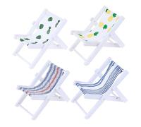 Yardwe 4 pièces Chaise de Plage Miniature Décorative Micro Chaise de Bureau pour Maison de Poupée Décoration de Paysage DIY Rayures Rayures Irrégulières Ananas Vert Ananas Jaune
