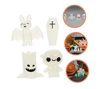 Yardwe 4 Pièces Figurines Halloween Lumineuses Résine Set de Mini Décorations Fantômes pour Décor Maison et Fête