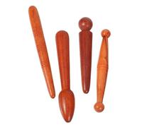 Yardwe 4 pièces Masseur Manuel Bois Outil Acupression pour Dos Cou et Kit Complet de Massage Réflexologie Plantaire et Facile à Utiliser