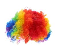 Yardwe 4 Pièces Perruque de Clown Colorée Bouclée Perruque Afro Disco Années Accessoire de Carnaval pour Halloween de Fête Courte et Unique