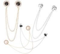 Yardwe 4 pièces Pinces à Col Vintage avec Chaîne Lot de Clips pour Chemise Pull Cardigan et Écharpe Broches Mode Élégantes pour Femme et Homme Accessoires de Costume