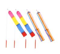Yardwe 4 Pièces Ruban de Gymnastique Artistique Ensemble de Multicolores avec Couture Flamme Rubans de Danse Rythmique pour Garçon Fille Accessoires de Performance et Loisirs