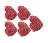Yardwe 5 Pièces Broche Cœur Rouge Scintillante Élégante pour Saint-Valentin Épingle Amour Accessoire Romantique Polyvalent pour Femmes Cadeau Fête des Mères et Noces