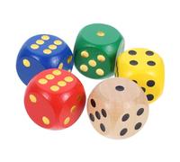 Yardwe 5 Pièces Dés Bois à Bords Ronds pour Activités Éducatives Jeux de Société et Apprentissage des Mots pour Familles Résistants et
