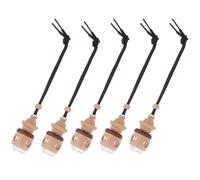 Yardwe 5 pièces Lot Flacons Parfum Suspendus Verre avec Bouchons Bois Diffuseur Senteurs pour Voiture et Intérieur Décoration Parfumée