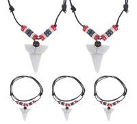 Yardwe 5pièces Collier avec Fausse Dent de Requin Style Surfeur Vintage Pendentif Poisson Rétro sur Cordon Ciré Ajustable pour Homme