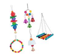 Yardwe 5pièces Jouets Colorés pour Oiseaux Accessoires De Cage pour Perroquets avec Balancement Et Cloches pour Cockatiels Et Perruches