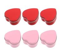 Yardwe 6 Pièces Boîte Métal Forme Cœur Rouge et Rose avec Couvercles Plates pour Bonbons Bijoux Cadeaux Saint-valentin Fête Mère Emballage Romantique