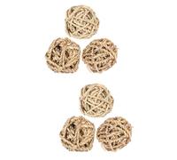Yardwe 6 Pièces Boule de Paille tressée Rabbit Toys Jouets de Lapin Accessoires Perroquet Boule de Paille Perroquet Boule tissée Perroquet Mordre Balle tressée Boule d'herbe Bambou