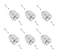 Yardwe 6 pièces Cage Leurres de Acier Inoxydable Piège à Poisson Panier Appât Rouge Grand Modèle Accessoire Pratique