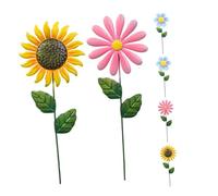 Yardwe 6 Pièces Piquets de Jardin Métal Fleurs Colorées Décoratives pour Extérieur Supports Ornementaux pour Pelouse Jardin et Patio Installation Facile et Polyvalente