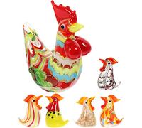 Yardwe 6pièces Coq Verre Décoration De Table Forme De Poule Objet Décoratif pour Maison Décoration Chambre Ornement Table Coq