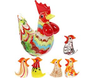 Yardwe 6pièces Coq Verre Décoration De Table Forme De Poule Objet Décoratif pour Maison Décoration Chambre Ornement Table Coq