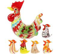 Yardwe 6pièces Coq Verre Ornement Verre Décoration De Coq Décoration De Bureau Ornement De Table