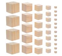 Yardwe 80 Blocs de Bois pour Loisirs créatifs : Cubes en Bois Brut de 1/2/3/4/5 cm - Blocs carrés en Naturel pour projets de Bricolage, Arts et Loisirs créatifs, Construction et empilage -