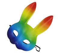 Yardwe Accessoire de Costume Halloween Masque de Lapin 3d en PU Cuir | Léger et Doux, Style Arc-en-ciel, pour Performances, Carnaval, Fête, EVA
