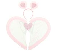 Yardwe Ailes D’Ange pour Garçon et Filles 2 Pièces Kit Costume Cosplay Fille Accessoires Déguisement Fée Rose Léger Tissu Fête Anniversaire Carnaval