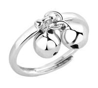 Yardwe Bague Réglable Femme Double Cloche Créative Ouverte Métal Anneau Ajustable Décoratif pour Festivals et Tenues Quotidiennes