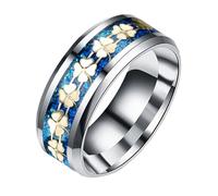 Yardwe Bague Trèfle à Quatre Feuilles En Acier Titane Doré Bague De Mode Unisexe Anneau 8 Mm Taille 11 Pour Usage Quotidien Et Occasions Spéciales