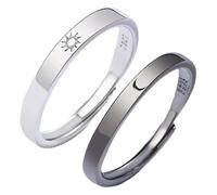 Yardwe Bagues Assorties Soleil Et Lune Ouverture Réglable En Alliage Pour Couples Homme Et Femme Présent Symbolique Amour Quotidien