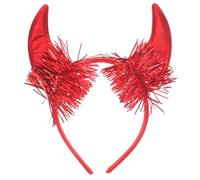 Yardwe Bandeau à Cornes Rouges en Pp et Tissu pour Halloween, Accessoire de Coiffure Confortable Design Unique et Facile à Porter pour Fête et Cosplay