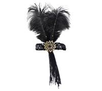 Yardwe Bandeau Plume Long à Franges Élégant pour Femmes Accessoire Flapper Années Serre-tête Léger Style Vintage pour Soirée et Tea Party