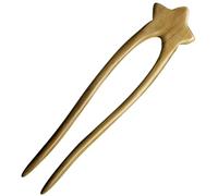 Yardwe Bâtonnet à Cheveux Épingles Françaises pour Cheveux Épais en Bois Forme en U Étoile Vert Stable et Ne Glisse Pas et Épais