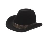 Yardwe Boîte à Bijoux Chapeau Cowboy Velours Flocage Rangement Compact pour Boucles Oreilles et Colliers Style Western Élégant pour Fiançailles et Mariage Organisateur et Portable