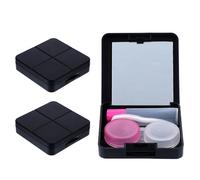 Yardwe Boîte à Lentilles de Contact 3 Sets en PP Noir Portable avec Miroir, Étui de Voyage Compact Protège Les Yeux, Kit Pratique pour Accessoires Voyage